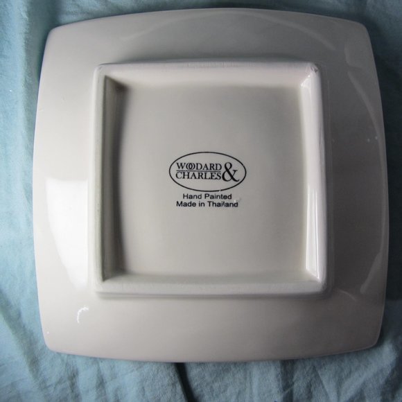 FOUR cake plates square woodard & charles pink (w1816) - Picture 4 of 11